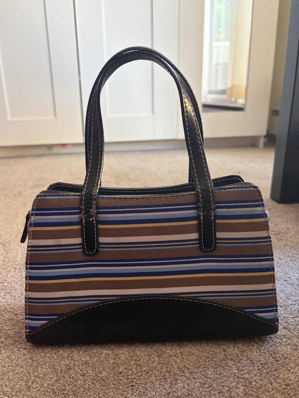 kate spade Striped Mini Tote in Blue, Brown, White and Black